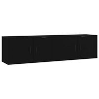 The Living Store Zwarte TV-wandmeubel - 80 x 34.5 x 40 cm (B x D x H) - Bewerkt hout