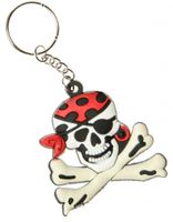 LG Imports sleutelhanger piraat jongens 5,5 cm wit/zwart/rood - thumbnail