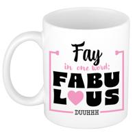 Naam mok Fay - wit - Fabulous - keramiek - 300 ml - cadeau collega beker - thumbnail