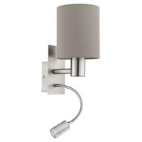 Eglo WandlampPasteri taupe kap met leeslampje - 96478