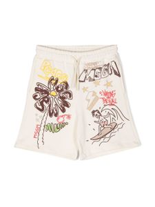 MSGM Kids short en coton à imprimé graphique - Tons neutres