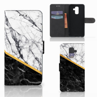 Samsung Galaxy A6 Plus 2018 | Bookcase | Marmer Wit Zwart - Origineel Cadeau Man