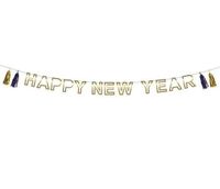 Letterslinger 'Happy New Year' met tassels (3m) - thumbnail