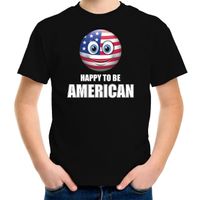 Amerika Emoticon Happy to be American landen t-shirt zwart kinderen - thumbnail