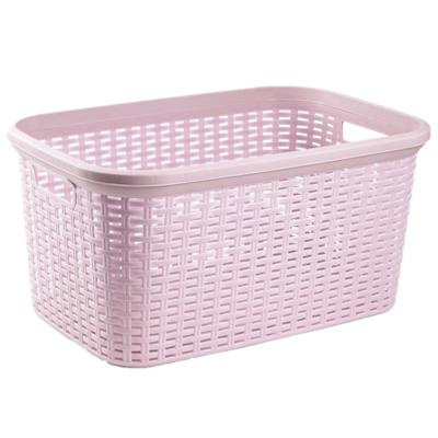Plasticforte Wasmand - Set van 2x stuks - 35 liter - rotan - roze - kunststof - 53 x 36 x 26 cm
