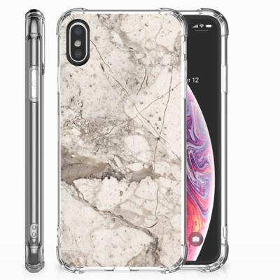 Apple iPhone X | Xs Anti-Shock Hoesje Marmer Beige Apple iPhone X | Xs Anti-Shock Hoesje Marmer Beige
