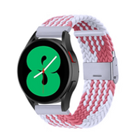 Braided nylon bandje - Wit / roze - Samsung Galaxy Watch 6 - 40mm & 44mm