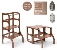 Ette Tete Leertoren Step'n Sit | Inklapbaar tot tafel en stoel | Limited Edition | Mocha Mousse met zilver Ette Tete Leertoren Step'n Sit | Inklapbaar tot tafel en stoel | Limited Edition | Mocha Mousse met zilver