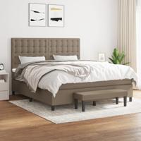 Boxspring met matras stof taupe 180x200 cm