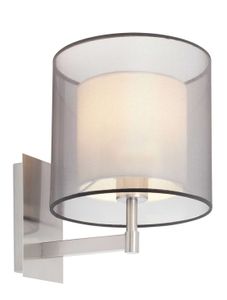 Saba wandlamp mat nikkel wandsteun met ronde kap klassieke wandlamp