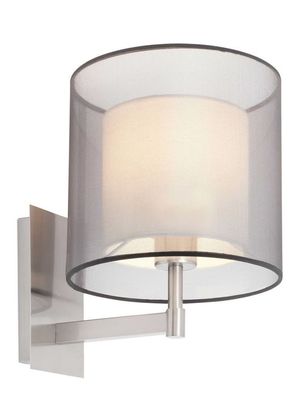 Saba wandlamp mat nikkel wandsteun met ronde kap klassieke wandlamp