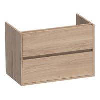 Brauer Adore - Onderkast - 80 cm - met 2 Softclose Lades Greeploos en 1 Sifon Uitsparing - Lamellen Eiken Naturel