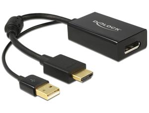 DeLOCK 0.245m HDMI+USB2.0-A/DisplayPort 0,254 m HDMI + USB Zwart