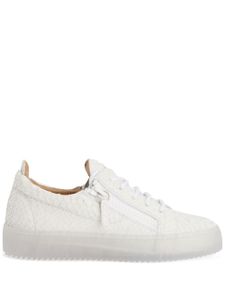 Giuseppe Zanotti baskets Frankie à effet peau de serpent - Blanc