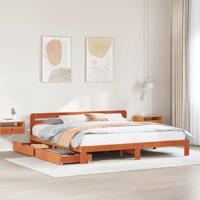 Bedframe zonder matras massief grenenhout wasbruin 180x200 cm