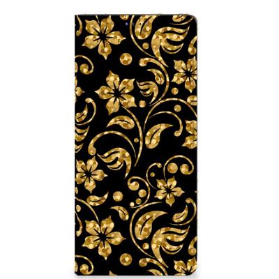 Samsung Galaxy A22 5G Smart Cover Gouden Bloemen