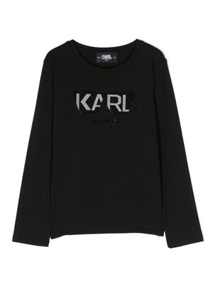Karl Lagerfeld Kids t-shirt en coton stretch à détails de clous - Noir