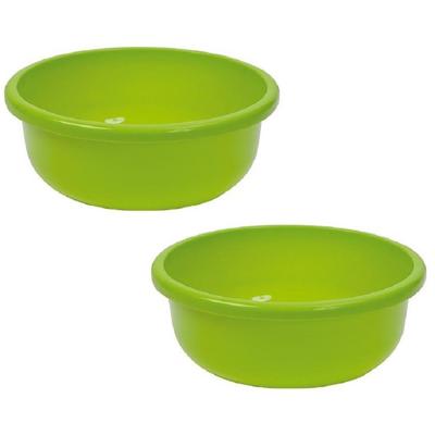 Benson Afwasteiltje - 2x stuks - groen - rond - 9 liter - 36x13 cm - afwasbak - kunststof