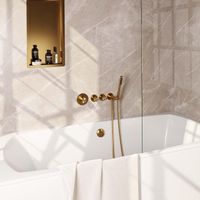 Brauer Gold Edition Badkraan inbouw - douchegarnituur - 3 gladde knoppen - handdouche staaf 1 stand - PVD - goud geborsteld 5-GG-046
