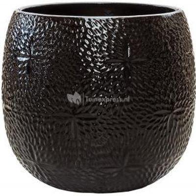 Pot Marly Black ronde zwarte bloempot voor binnen en buiten 41x38 cm