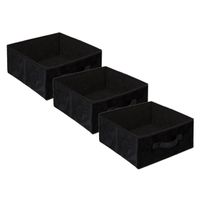 Set van 3x stuks opbergmand/kastmand 14 liter zwart polyester 31 x 31 x 15 cm