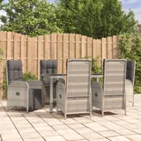 7-delige Tuinset met kussens poly rattan grijs