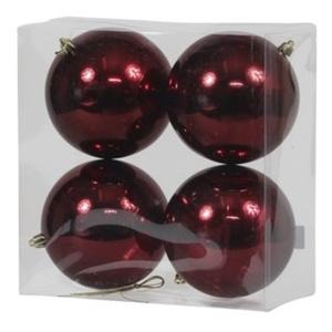 Othmar decorations Kerstballen - 4x - bordeaux - kunststof - 12 cm   -