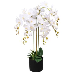 Kunst orchidee plant met pot 75 cm wit