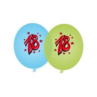 8x stuks Blauwe en groene leeftijd ballonnen 18 jaar