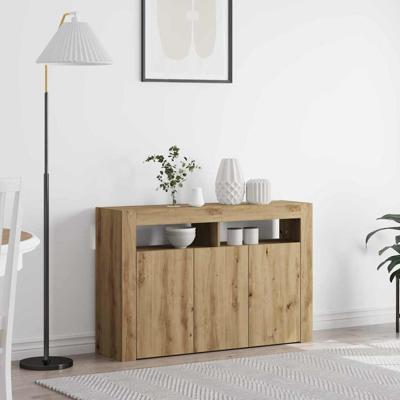 Dressoir artisanaal eikenkleurig 116 x 30 x 75 cm Bewerkt hout