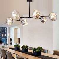 kroonluchter lava 3/6 licht e27 Scandinavische glazen bol kroonluchter verstelbare hoogte, matzwarte spoetnik kroonluchter, e26 metalen handgeblazen takken hanglamp 72/125cm midden eeuw globe Lightinthebox