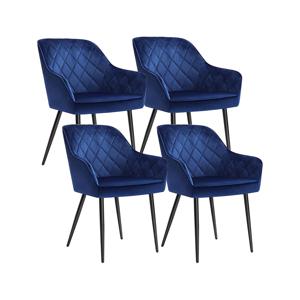 Eetkamerstoelen met armleuningen en fluwelen bekleding, Blauw / 4