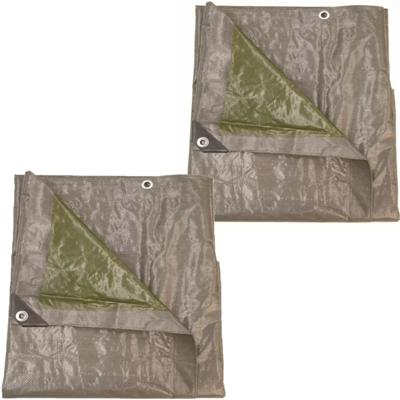 Afdekzeil/dekzeil grijs/groen waterdicht kunststof 140 gr/m2 - 2x - 1000 x 800 cm