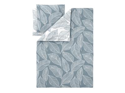 LIVARNO Satijnen dekbedovertrek 240 x 220 cm (Bladeren/blauw)