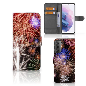 Samsung Galaxy S21 Plus Wallet Case met Pasjes Vuurwerk