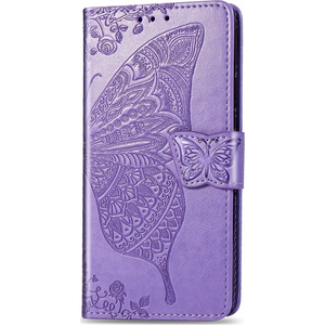 iPhone 15 Plus hoesje - Bookcase - Pasjeshouder - Portemonnee - Vlinderpatroon - Kunstleer - Paars