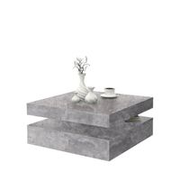 Draaibare vierkante Salontafel - Spaanplaat - Lichtgrijs betondecor - Klassiek - L 78 x D 78 x H 35,4 cm - KOFFIE - thumbnail