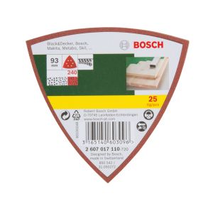 Bosch Accessories 2607017110 Deltaschuurpapier Met klittenband, Geperforeerd Korrelgrootte 240 Hoekmaat 93 mm 25 stuk(s)