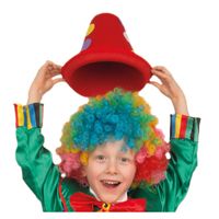 Clown verkleed set voor kinderen pruik met hoedje rood - thumbnail