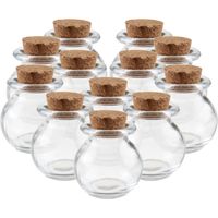 24x Mini glazen ronde flesjes/potjes 5,5 x 6 cm met kurk dop - thumbnail