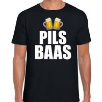 Drank t-shirt - pils baas - zwart - voor heren - Drank / bier fun t-shirt - foute party kleding