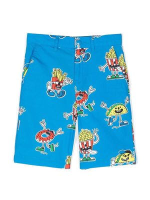 Stella McCartney Kids short chino à imprimé graphique - Bleu