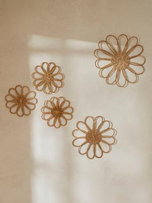 Set van 5 rotan muurbloemen