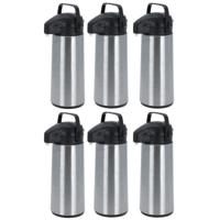 Thermoskan/isoleerkan - 6x - met pomp - RVS - 1,8 liter - Koffiekannen/theekannen