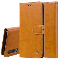 Business stijl olie Wax textuur horizontale Flip lederen case voor Galaxy A50 met houder & kaartsleuven & portemonnee (bruin)