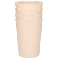 4x drinkbekers van afbreekbaar bio-plastic 290 ml in het eco-beige - thumbnail