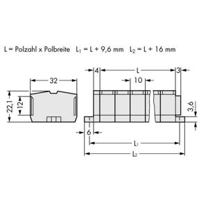 WAGO 264-236 Klemstrook 10 mm Spanveer Toewijzing: L Grijs 50 stuk(s)