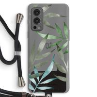 Tropical watercolor leaves: OnePlus Nord 2 5G Transparant Hoesje met koord