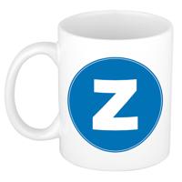 Koffie mok met de letter Z - beker - blauw - eerste letter van een voornaam - wit - 300 ml