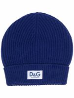 Dolce & Gabbana bonnet en laine à patch logo - Bleu